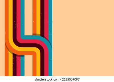 Retro abstrakter Hintergrund, Vektorgrafik, Design geometrischer Vintage, einfache, bunte Linien, klassische Grunge-Tapete