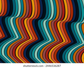 Vector de fondo abstracto retro, diseño de líneas geométricas vintage, líneas simples y coloridas Fondo de pantalla grunge clásico.