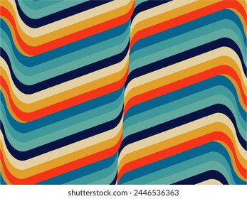 Vector de fondo abstracto retro, diseño de líneas geométricas vintage, líneas simples y coloridas Fondo de pantalla grunge clásico.