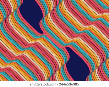 Retro abstrakte Hintergrund Vektorgrafik, Vintage geometrische Linien Design, schlichte bunte Linien klassischen Grunge Bildschirmhintergrund.