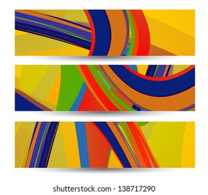 Retro abstract banner for your design, colorful digital Illustration.
