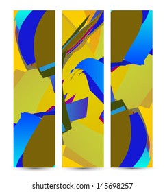 Retro abstract banner for your design, colorful digital Illustration.