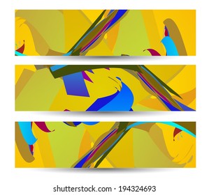 Retro abstract banner for your design, colorful digital Illustration.