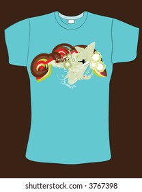 retro abstract blue color vector t-shirt design