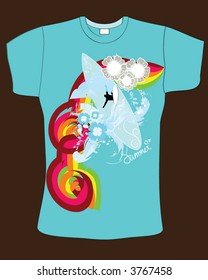 retro abstract blue color vector t-shirt design