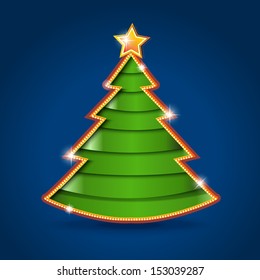 Retro abstract christmas tree background, vector illustration