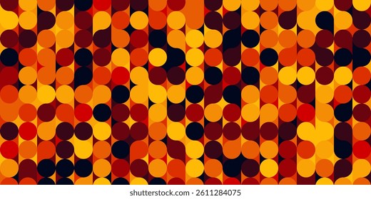 Retro Abstract Circle Pattern  Vibrant Overlapping Gradient Dots in Red, Orange and Navy, Mid-Century Modern Design