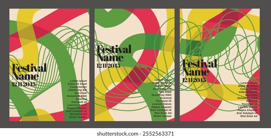 Paquete de póster de bloque de color Abstractas retro. conjunto de póster abstracto vintage Ilustración vectorial