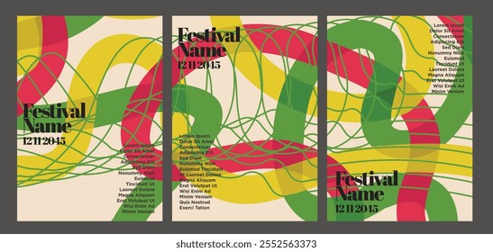 Retro Abstract Color Block Poster Pack. vintage abstract poster set vector illustration