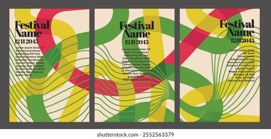 Retro Abstract Color Block Poster Pack. vintage abstract poster set vector illustration