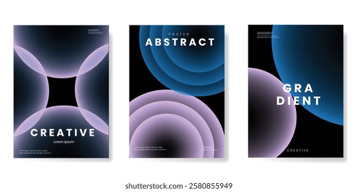 Retro Abstract colorful gradient covers set, minimal covers design. Colorful geometric background, vector illustration.