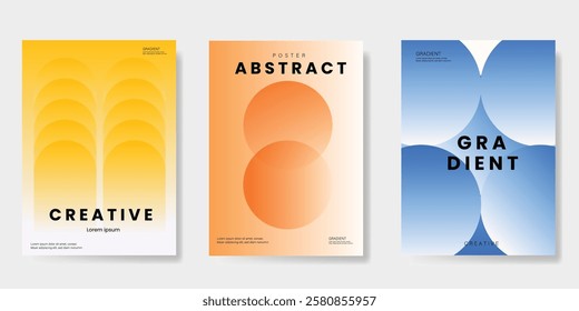 Retro Abstract colorful gradient covers set, minimal covers design. Colorful geometric background, vector illustration.