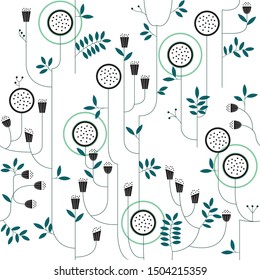 Retro abstract colorful seamless pattern of circle flower in modern botanical garden spring style perfect for fabric textile art print