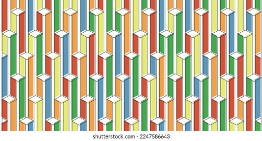 Fundas abstractas retro con contorno negro, diseño mínimo a partir de columnas. Patrón geométrico colorido y sin fisuras para la impresión.