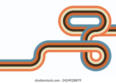 Líneas curvas abstractas retro y rayas vector fondo