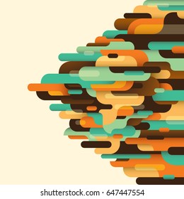 Retro abstract design with composition made of various rounded shapes in color. Vector illustration.