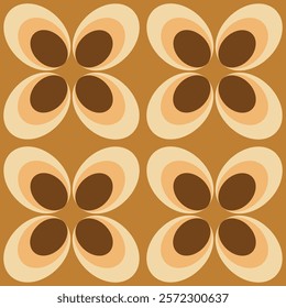 Retro abstract floral pattern in warm brown and beige tones. Perfect for vintage inspired designs and backgrounds.