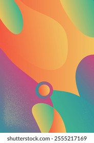 Retro Abstract Flow Gradient Design in Vibrant Hues. Abstract gradient background with flowing. Subtle grainy texture adds a retro, dynamic effect vector illustration