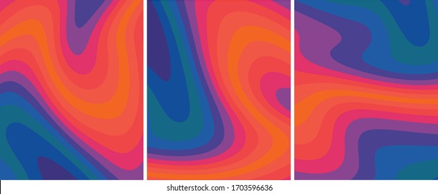 retro abstract fluid poster vector set