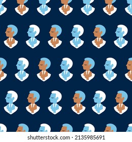 Retro Abstract Gentleman Profile Vector Graphic Seamless Pattern can be use for background and apparel design