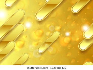 Retro abstract geometric background with golden bokeh light. Vector illustration