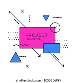 Retro abstract geometric background. The poster with the flat figures. Vector illustration.