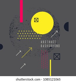Retro abstract geometric background. The poster with the flat figures. Vector illustration.