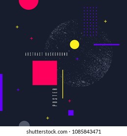 Retro abstract geometric background. The poster with the flat figures. Vector illustration.