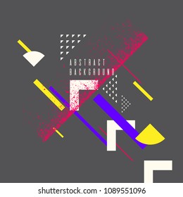 Retro abstract geometric background. The poster with the flat figures. Vector illustration.