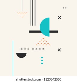 Retro abstract geometric background. The poster with the flat figures. Vector illustration.