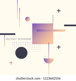 Retro abstract geometric background. The poster with the flat figures. Vector illustration.