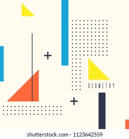 Retro abstract geometric background. The poster with the flat figures. Vector illustration.