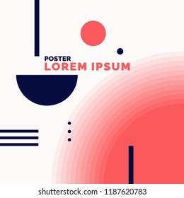 Retro abstract geometric background. The poster with the flat figures. Vector illustration.