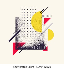 Retro abstract geometric background. The poster with the flat figures. Vector illustration.