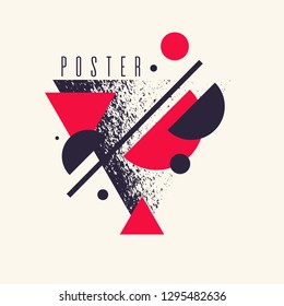Retro abstract geometric background. The poster with the flat figures. Vector illustration.