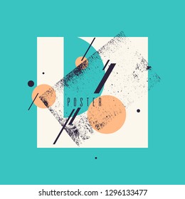 Retro abstract geometric background. The poster with the flat figures. Vector illustration.