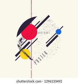 Retro abstract geometric background. The poster with the flat figures. Vector illustration.