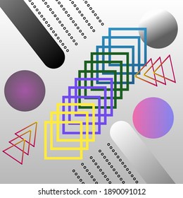 Retro abstract geometric background. The poster with the flat figures. Vector illustration