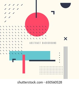 Fondo geométrico abstracto retro. El afiche con las cifras planas. Ilustración vectorial.