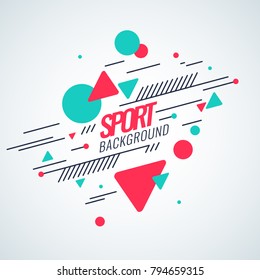 Retro abstract geometric background. The poster with the flat figures. Vector illustration.