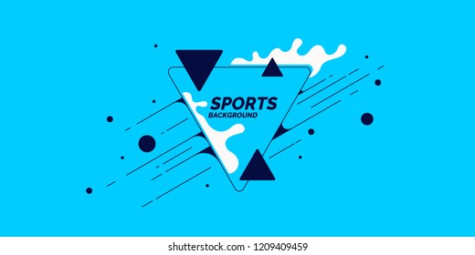 Retro abstract geometric background. The sports poster with the flat figures. Vector illustration.