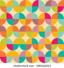 Retro abstract geometric circle seamless pattern. vector illustration.