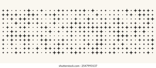 Projeto geométrico abstrato retrô com grade de estrelas de quatro pontas, fundo futurista e dinâmico