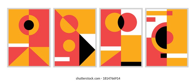 Retro abstract geometric design set. with nice shapes compositions for art print, wall decor, book, covers, posters, flyers, magazines, business annual reports. Eps10 vector