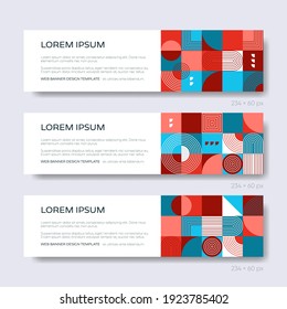 Retro abstract geometric design vector web banner template