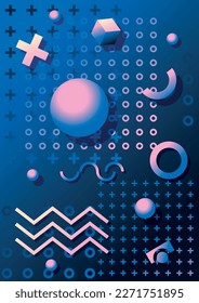 Afiche de fondo de gradiente geométrico retrospectivo