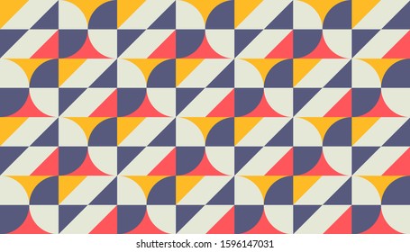retro abstract geometric pattern banner vector. yellow, blue, white, and red ornament. simple background design
