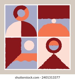 Retro abstract geometric pattern inspired by Boho, Scandinavian and Mid-century Modern aesthetic