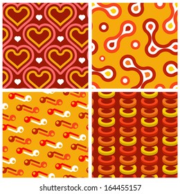 Retro abstract geometric patterns in red - brown - yellow colors 