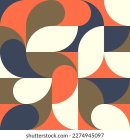 Retro abstract geometric seamless pattern for use as background, poster, backdrop, banner cover in Bauhaus or Scandinavian style